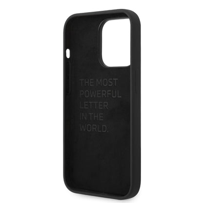 Case BMW Silicona Patrón y Línea para iPhone 14 Pro - Negra | Estilo Moderno y Protección Premium