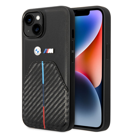 Funda BMW de Fibra de Carbono con Logo Metálico para iPhone 14 Plus - Negro | Case Original