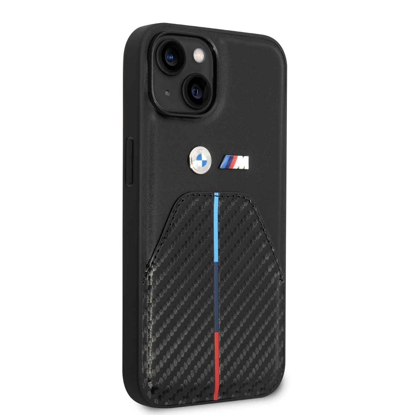 Funda BMW de Fibra de Carbono con Logo Metálico para iPhone 14 Plus - Negro | Case Original