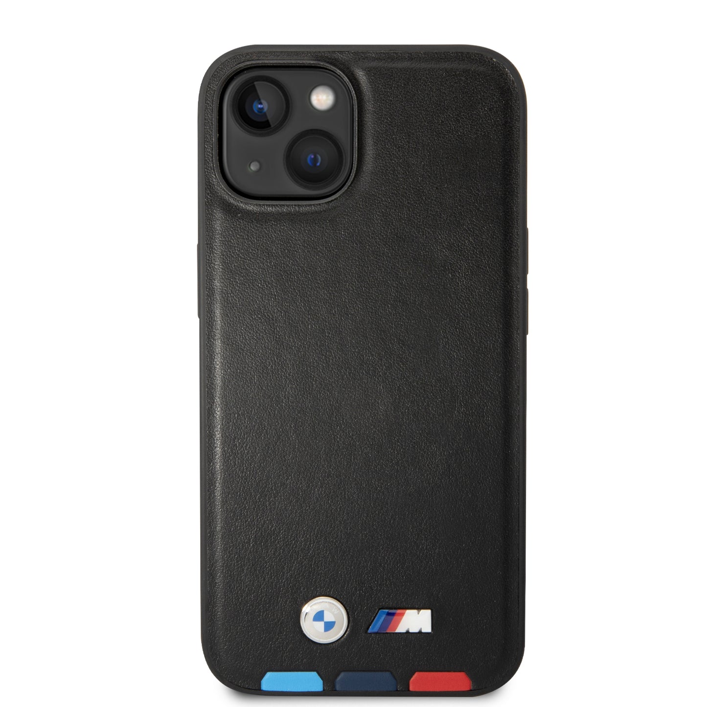 Funda BMW de Piel PU con Logo Metálico para iPhone 14 Plus - Negro | Case Original de Lujo