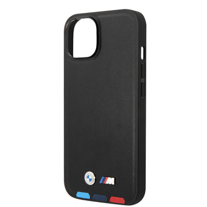 Funda BMW de Piel PU con Logo Metálico para iPhone 14 Plus - Negro | Case Original de Lujo