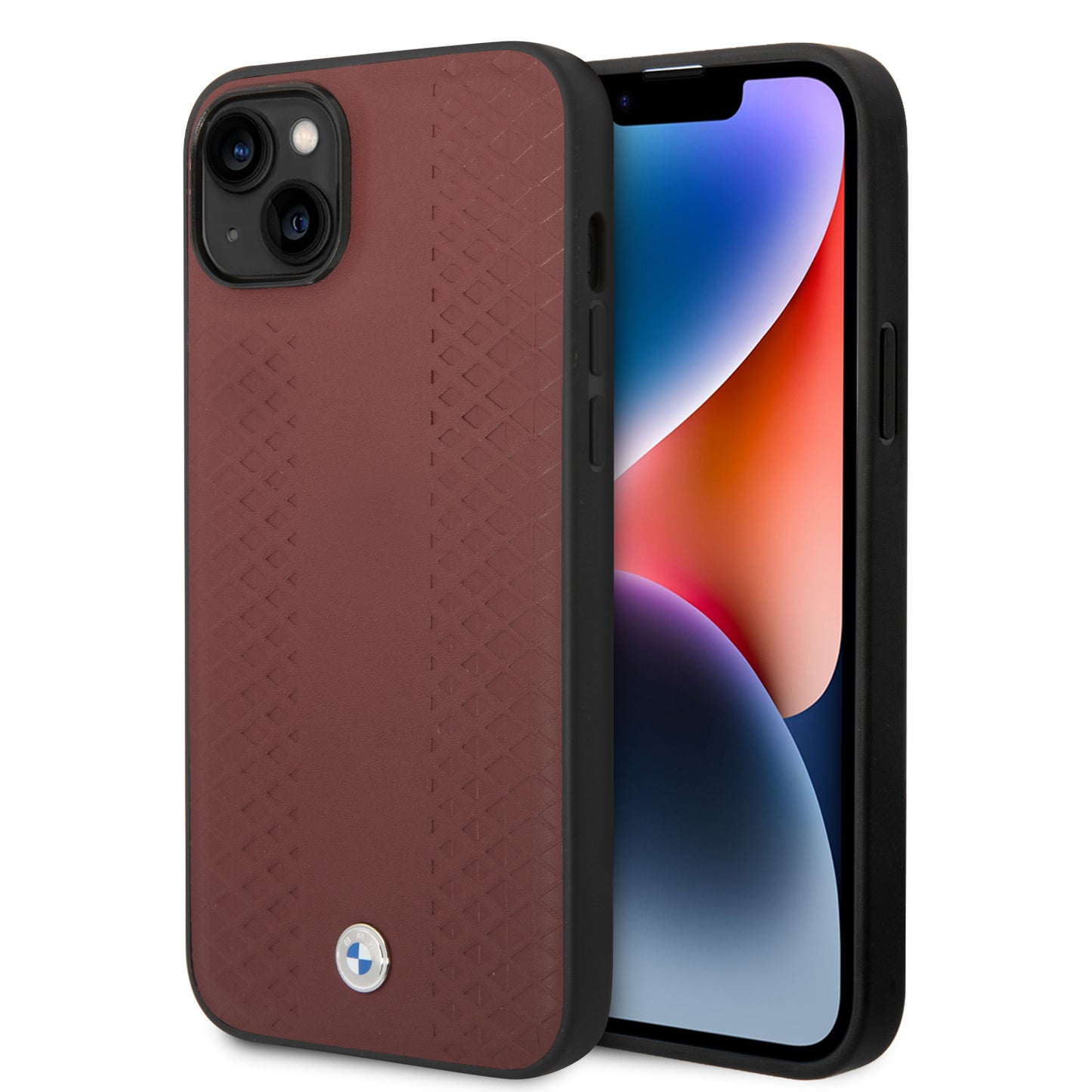 Funda BMW con Patrón de Triángulos para iPhone 14 Plus - Rojo | Case Original de Lujo