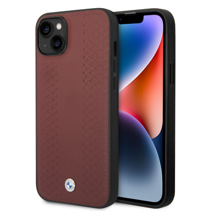 Funda BMW con Patrón de Triángulos para iPhone 14 Plus - Rojo | Case Original de Lujo