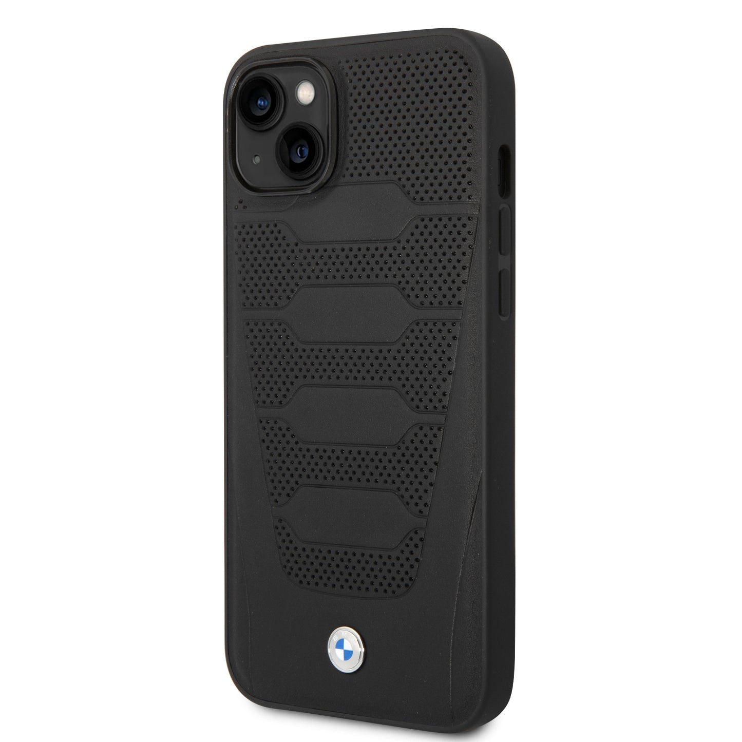 Funda BMW de Piel Genuina Grabada para iPhone 14 Plus - Negro | Case Original