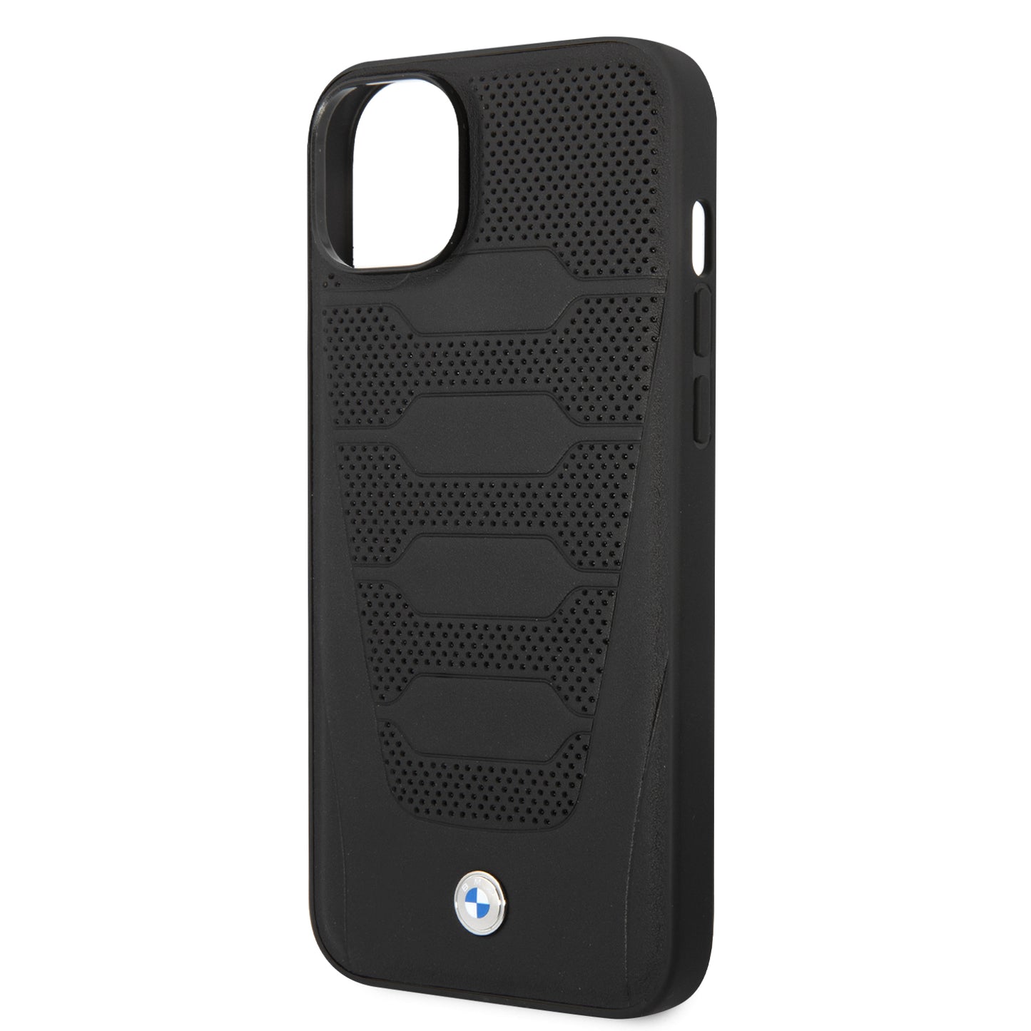 Funda BMW de Piel Genuina Grabada para iPhone 14 Plus - Negro | Case Original