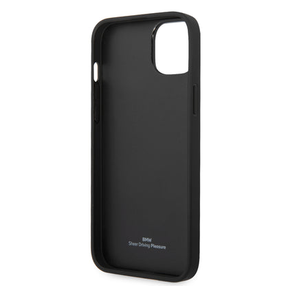 Funda BMW de Piel Genuina Grabada para iPhone 14 Plus - Negro | Case Original
