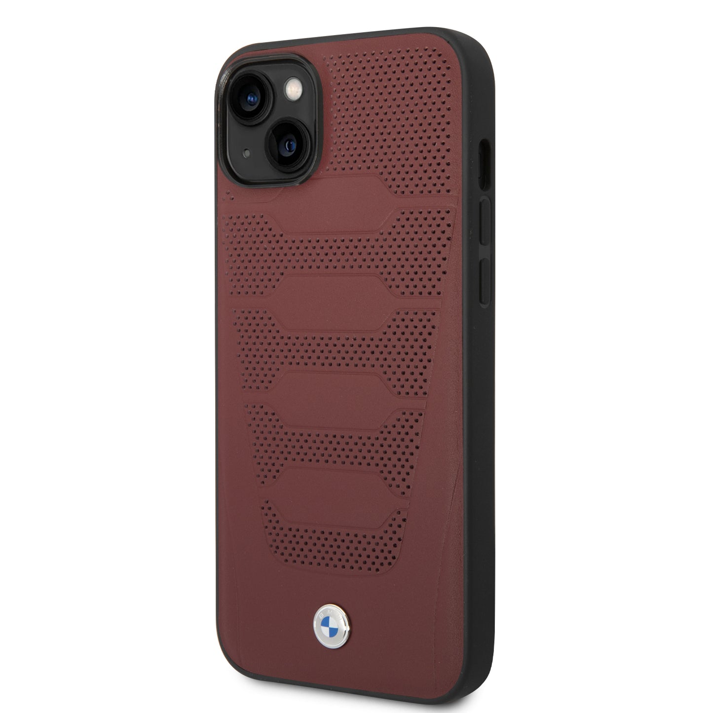 Funda BMW de Piel Genuina Grabada para iPhone 14 Plus - Rojo | Case Original