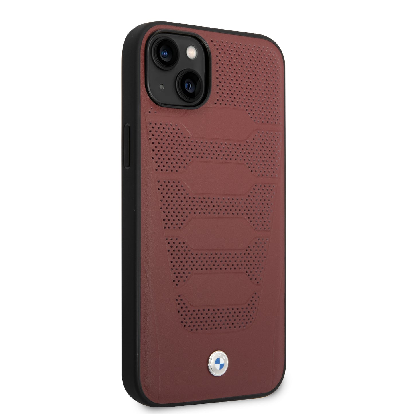 Funda BMW de Piel Genuina Grabada para iPhone 14 Plus - Rojo | Case Original