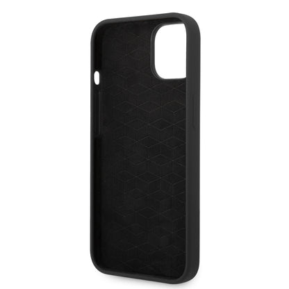 Funda BMW de Silicón con Líneas Tricolor para iPhone 14 Plus - Negro | Case Original