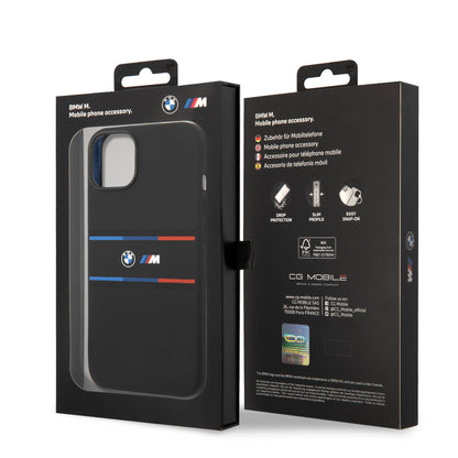 Funda BMW de Silicón con Líneas Horizontales para iPhone 14 Plus - Negro | Case Original
