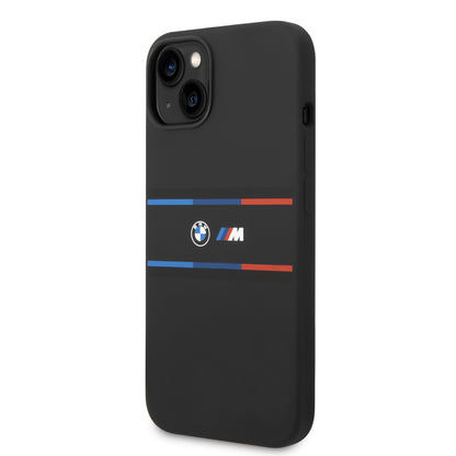 Funda BMW de Silicón con Líneas Horizontales para iPhone 14 Plus - Negro | Case Original
