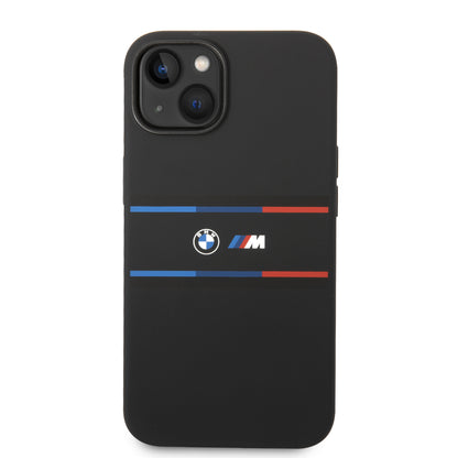 Funda BMW de Silicón con Líneas Horizontales para iPhone 14 Plus - Negro | Case Original