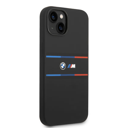 Funda BMW de Silicón con Líneas Horizontales para iPhone 14 Plus - Negro | Case Original