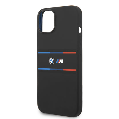 Funda BMW de Silicón con Líneas Horizontales para iPhone 14 Plus - Negro | Case Original