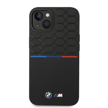 Funda BMW de Silicón con Patrón Técnico y Línea Deportiva para iPhone 14 Plus - Negro | Case Original