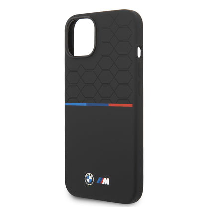 Funda BMW de Silicón con Patrón Técnico y Línea Deportiva para iPhone 14 Plus - Negro | Case Original