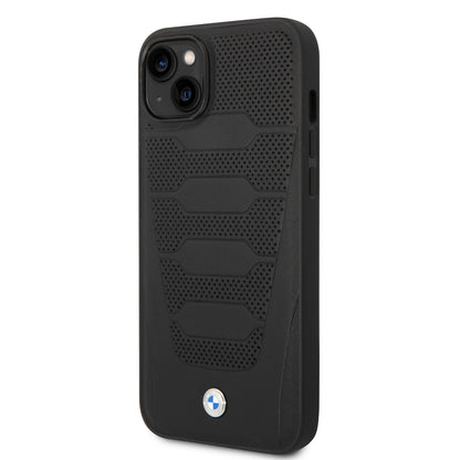 Funda BMW de Piel Genuina Grabada para iPhone 14 - Negro | Case Original de Lujo