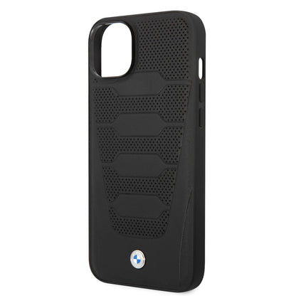 Funda BMW de Piel Genuina Grabada para iPhone 14 - Negro | Case Original de Lujo