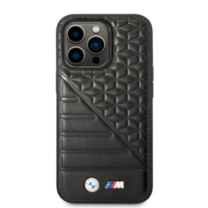 Case BMW PU Cubo Líneas iPhone 14 Pro Max Negro | Protección y Estilo Exclusivo