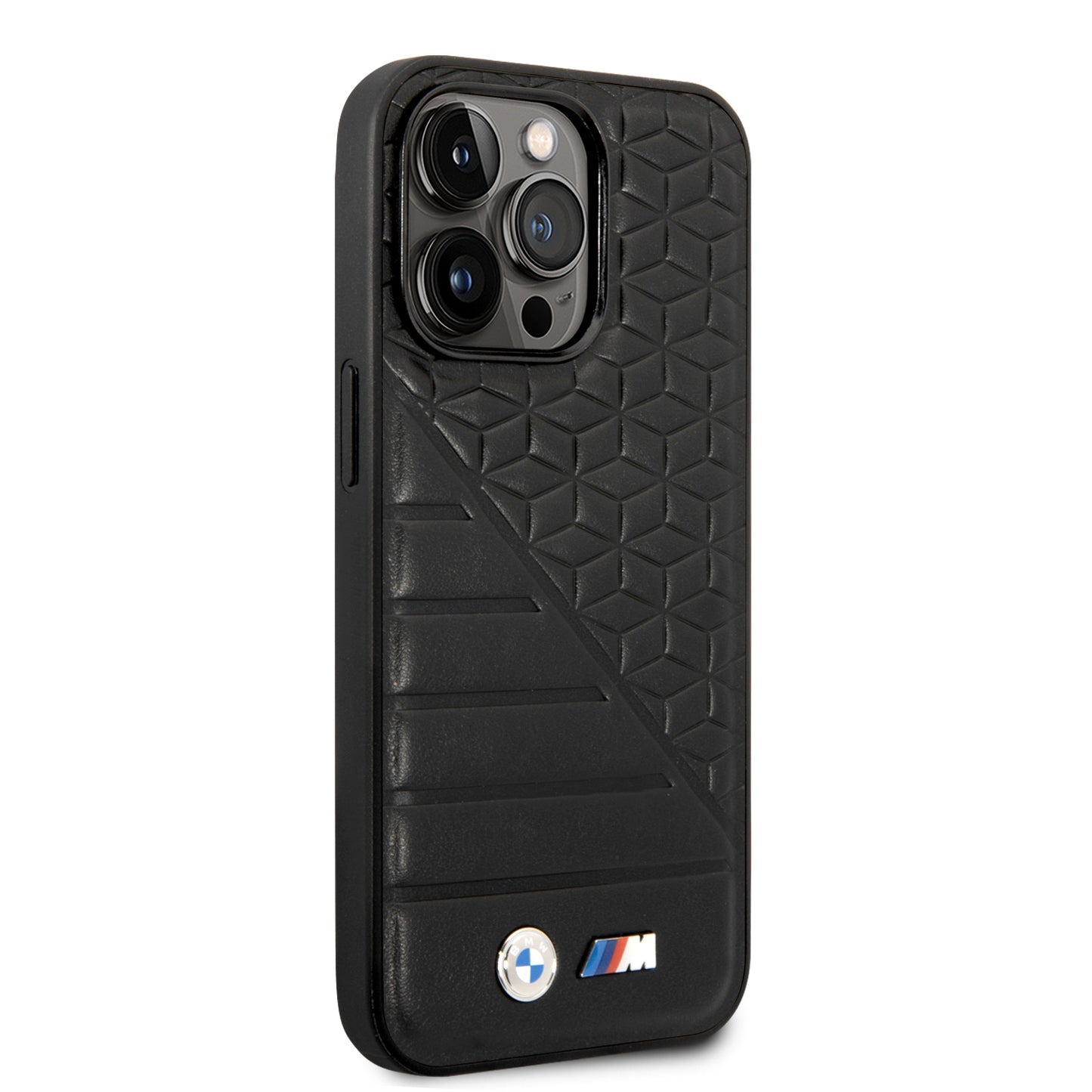 Case BMW PU Cubo Líneas iPhone 14 Pro Max Negro | Protección y Estilo Exclusivo