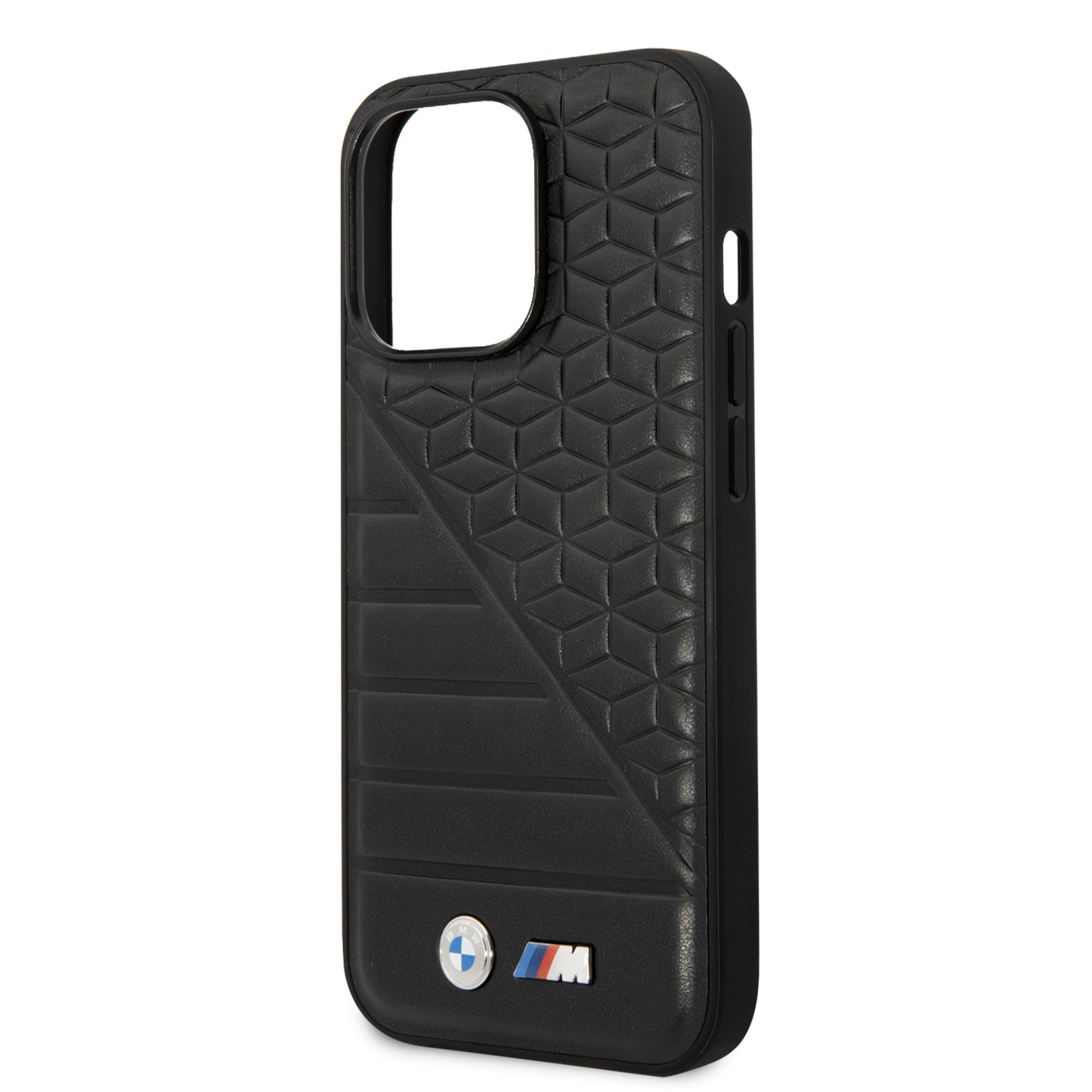 Case BMW PU Cubo Líneas iPhone 14 Pro Max Negro | Protección y Estilo Exclusivo