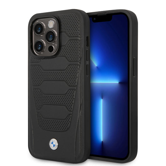 Case BMW de Piel Grabada para iPhone 15 Pro - Negro | Elegancia y Protección Premium