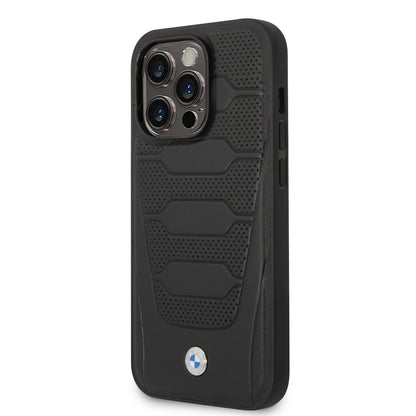 Case BMW de Piel Grabada para iPhone 15 Pro - Negro | Elegancia y Protección Premium
