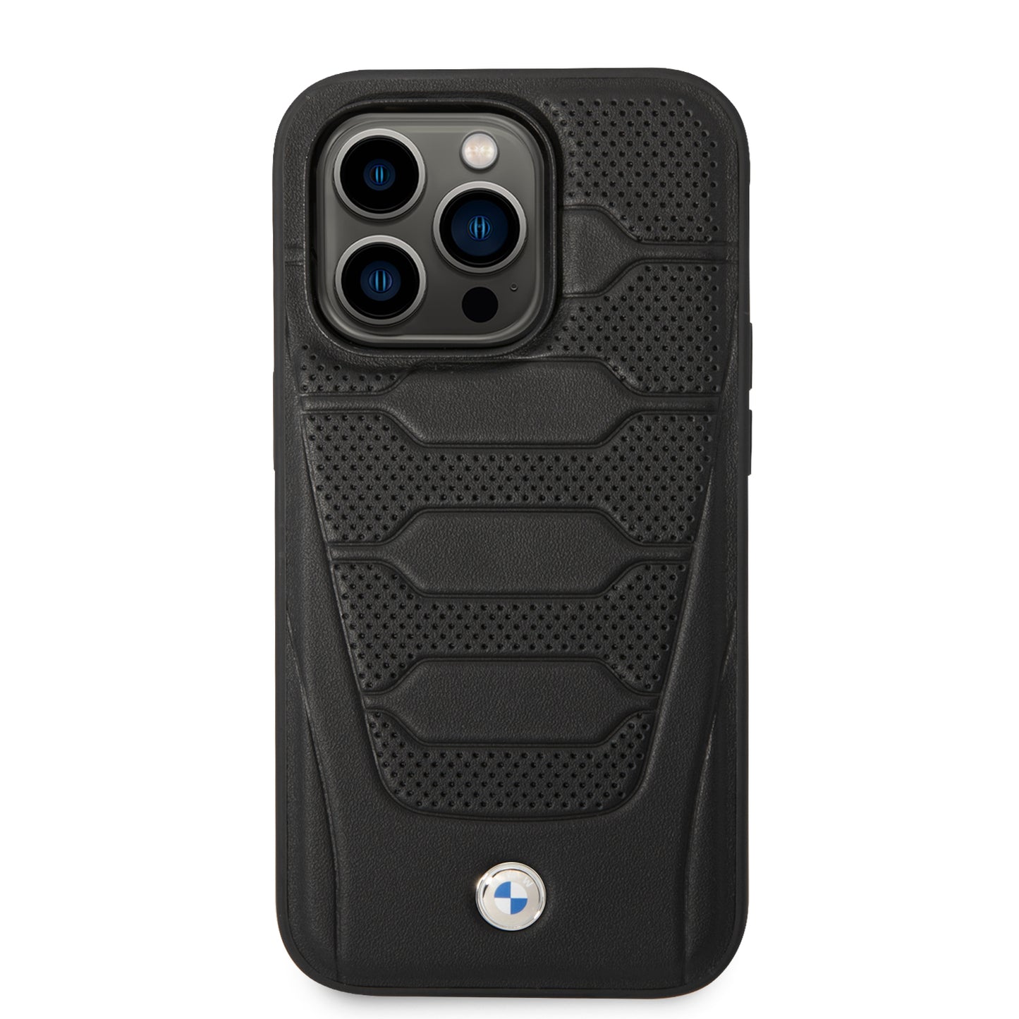 Case BMW de Piel Grabada para iPhone 15 Pro - Negro | Elegancia y Protección Premium
