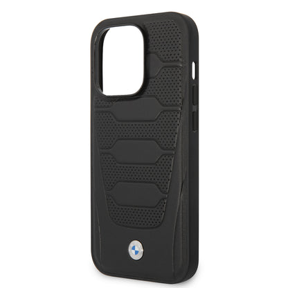 Case BMW de Piel Grabada para iPhone 15 Pro - Negro | Elegancia y Protección Premium