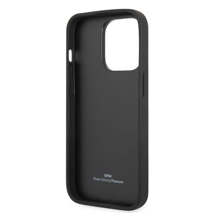 Case BMW de Piel Grabada para iPhone 14 Pro Max - Roja | Estilo Deportivo y Protección de Lujo