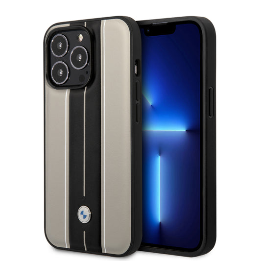 Case BMW Pista para iPhone 14 Pro Max - Beige | Estilo Deportivo y Protección Premium