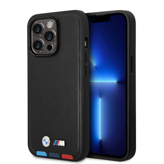 Case BMW PU con Logo Metálico para iPhone 14 Pro - Negra | Protección y Estilo Premium