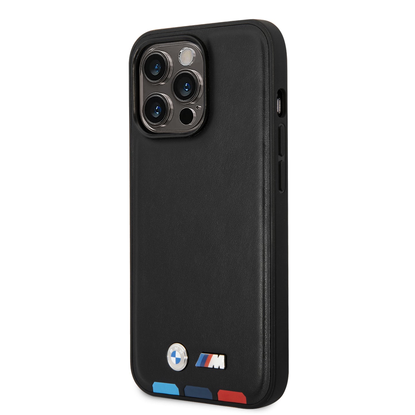 Case BMW PU con Logo Metálico para iPhone 14 Pro - Negra | Protección y Estilo Premium