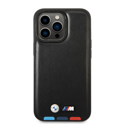 Case BMW PU con Logo Metálico para iPhone 14 Pro - Negra | Protección y Estilo Premium