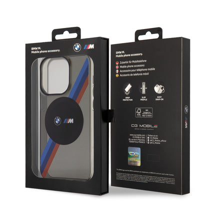 Case BMW PU con Rayas Motorsport para iPhone 14 Pro - Gris | Diseño Deportivo y Protección Premium