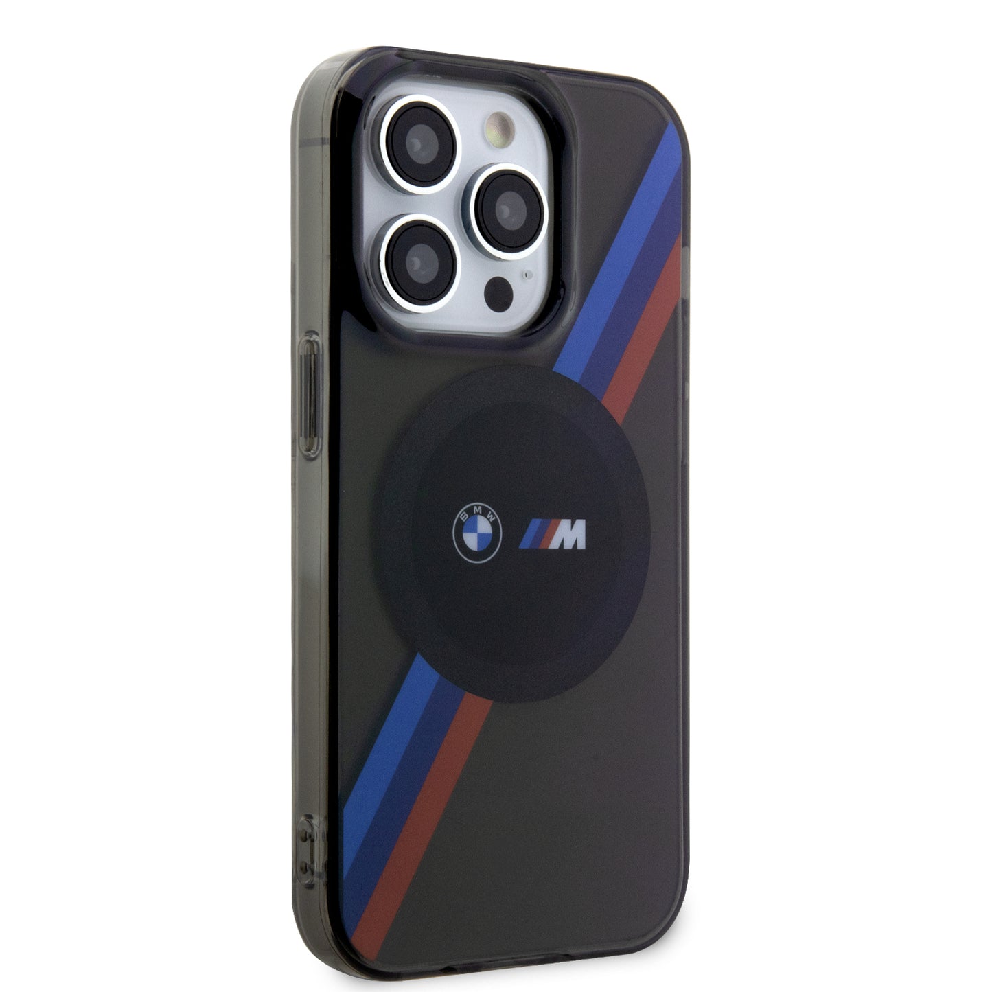 Case BMW PU con Rayas Motorsport para iPhone 14 Pro - Gris | Diseño Deportivo y Protección Premium