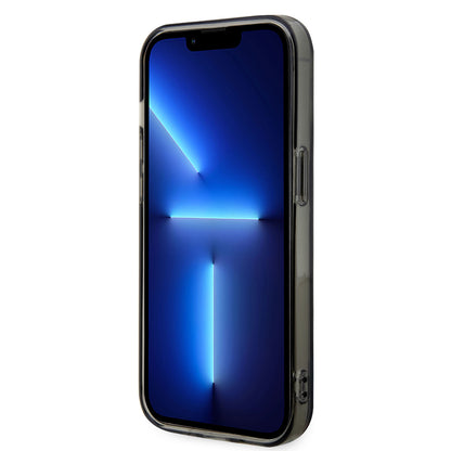 Case BMW PU con Rayas Motorsport para iPhone 14 Pro - Gris | Diseño Deportivo y Protección Premium
