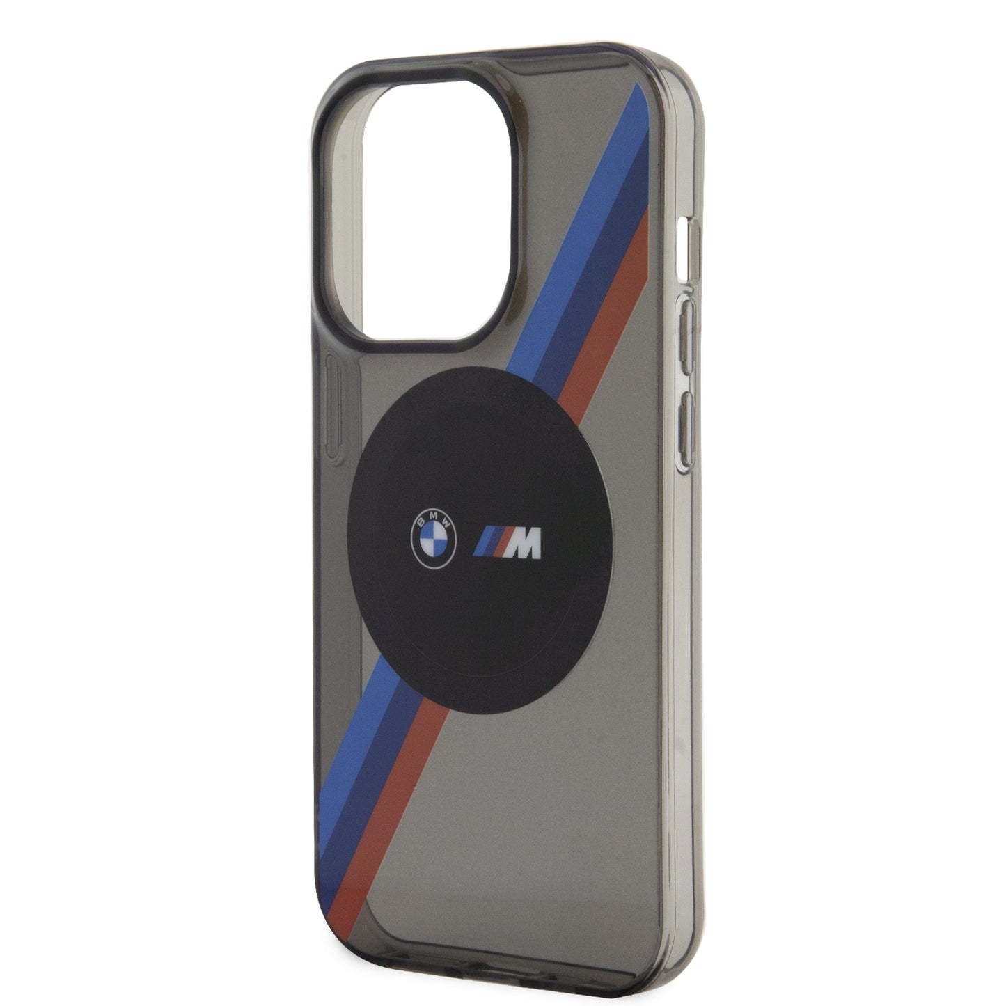Case BMW PU con Rayas Motorsport para iPhone 14 Pro - Gris | Diseño Deportivo y Protección Premium