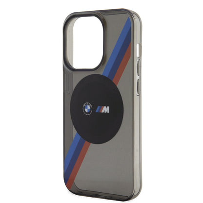 Case BMW PU con Rayas Motorsport para iPhone 14 Pro - Gris | Diseño Deportivo y Protección Premium