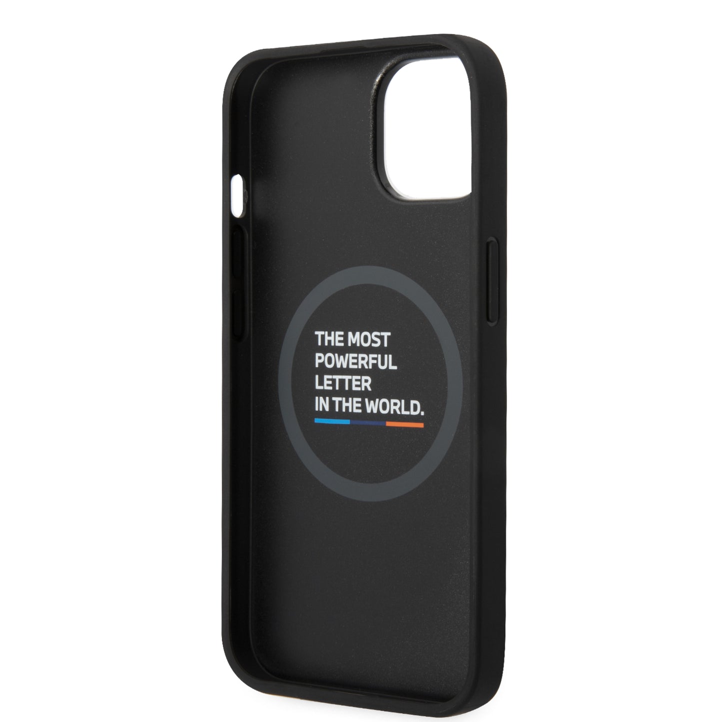 Funda BMW de Fibra de Carbono con Línea Tricolor para iPhone 14 Plus - Negro | Case Original
