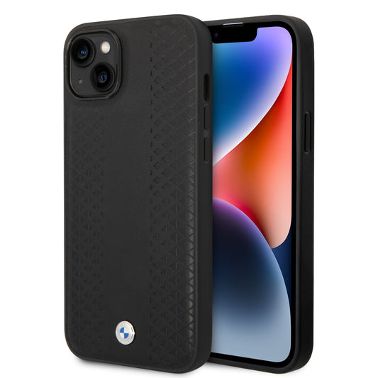 Funda BMW con Patrón de Triángulos para iPhone 14 Plus - Negro | Case Original de Lujo