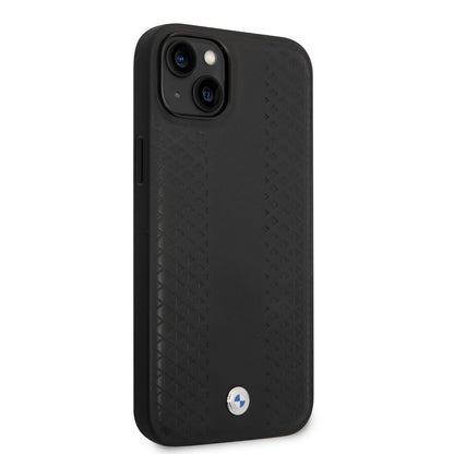 Funda BMW con Patrón de Triángulos para iPhone 14 Plus - Negro | Case Original de Lujo