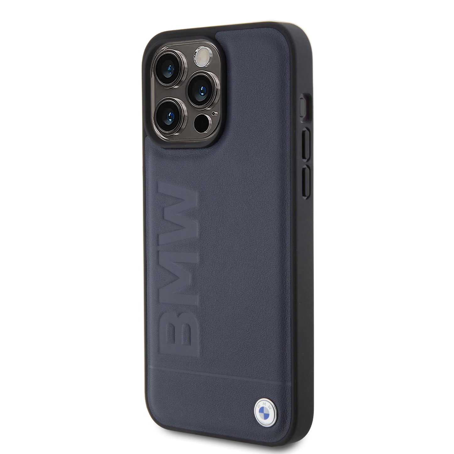 Case BMW de Cuero Estampado para iPhone 15 Pro - Azul | Estilo Automotriz Premium