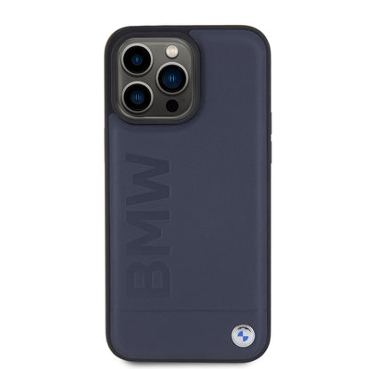 Case BMW de Cuero Estampado para iPhone 15 Pro - Azul | Estilo Automotriz Premium