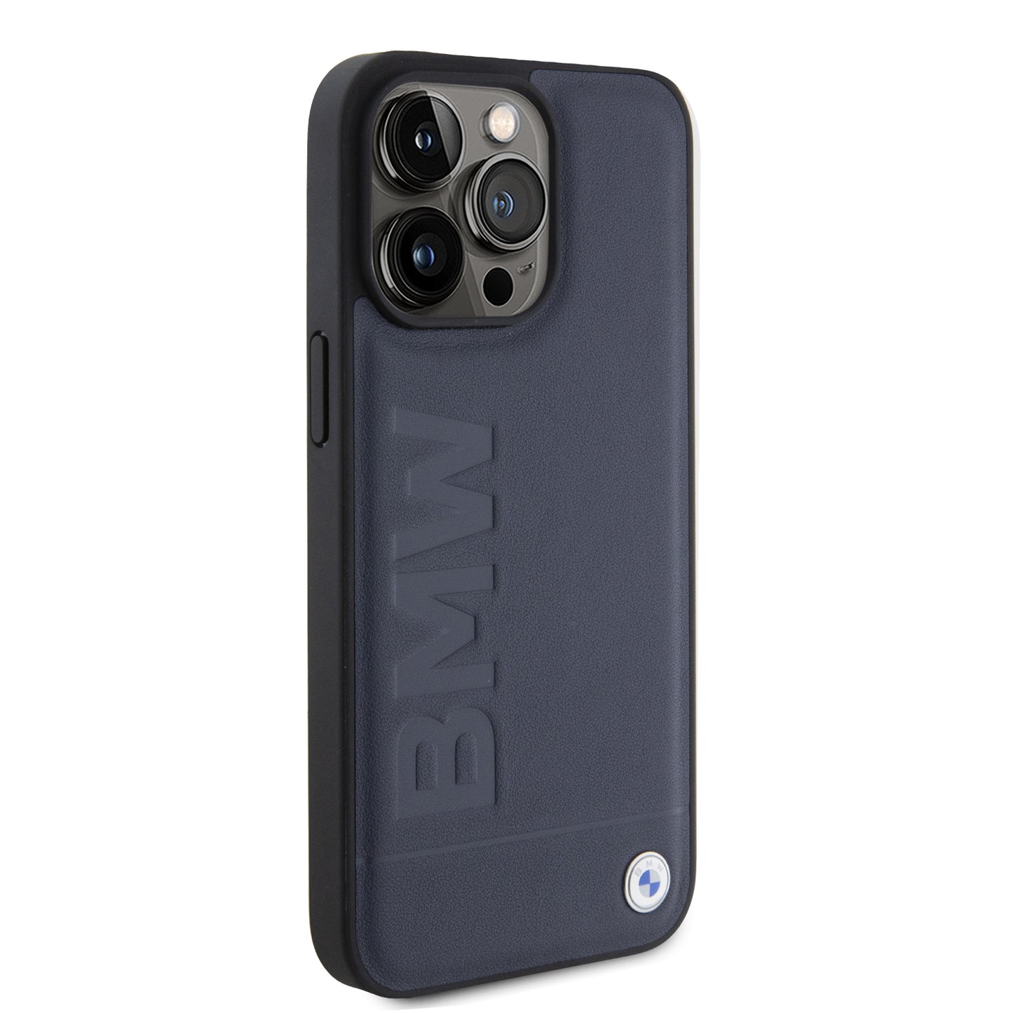 Case BMW de Cuero Estampado para iPhone 15 Pro - Azul | Estilo Automotriz Premium