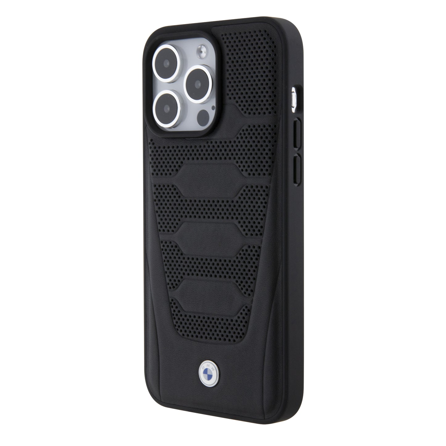 Case BMW de Piel Grabada para iPhone 14 Pro Max - Negra | Estilo Ejecutivo y Protección Premium