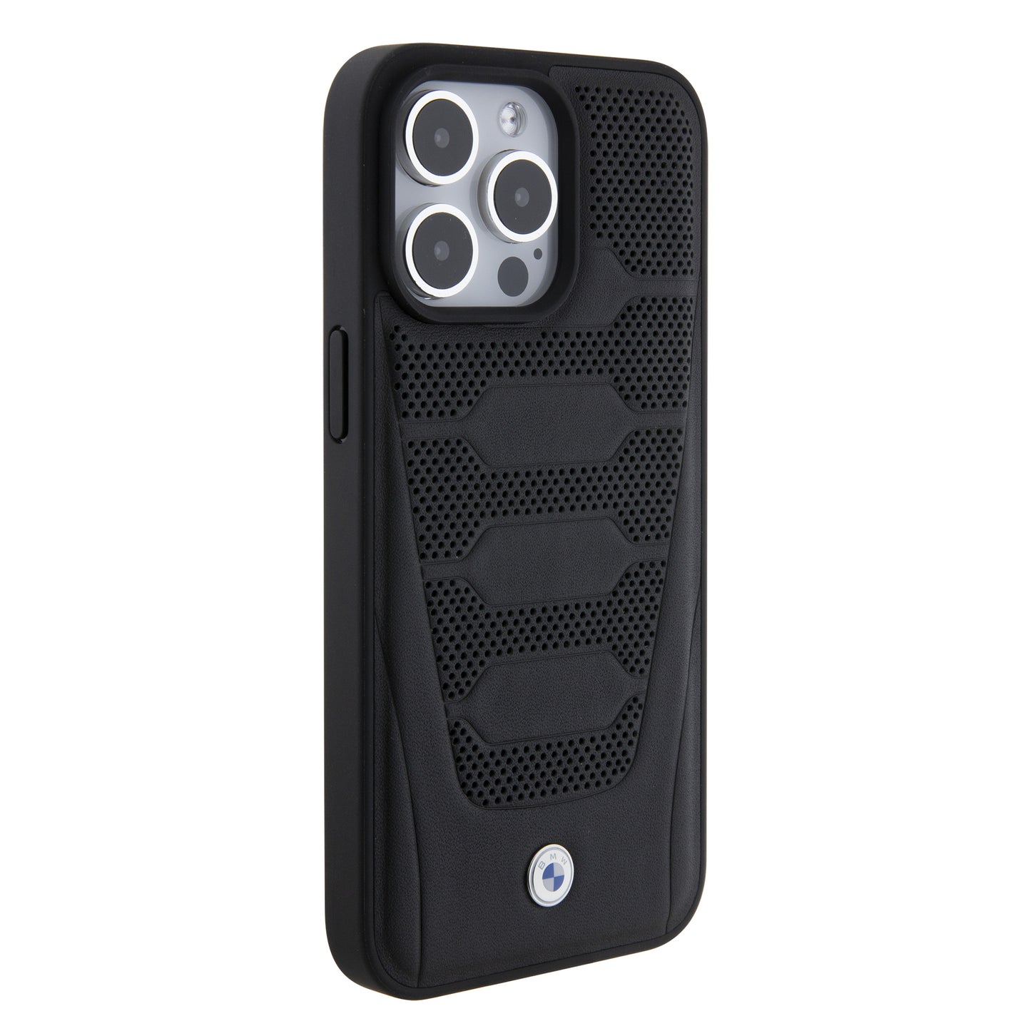 Case BMW de Piel Grabada para iPhone 14 Pro Max - Negra | Estilo Ejecutivo y Protección Premium