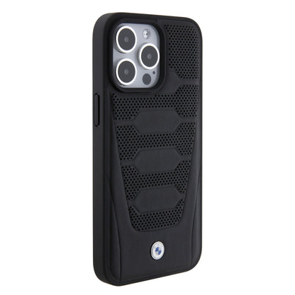 Case BMW de Piel Grabada para iPhone 14 Pro Max - Negra | Estilo Ejecutivo y Protección Premium