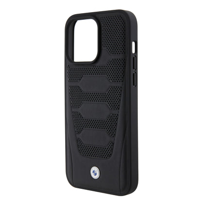 Case BMW de Piel Grabada para iPhone 14 Pro Max - Negra | Estilo Ejecutivo y Protección Premium