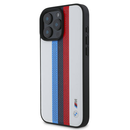 Funda BMW con Líneas Tricolor M Sport para iPhone 16 Pro Max - Blanco | Case Original